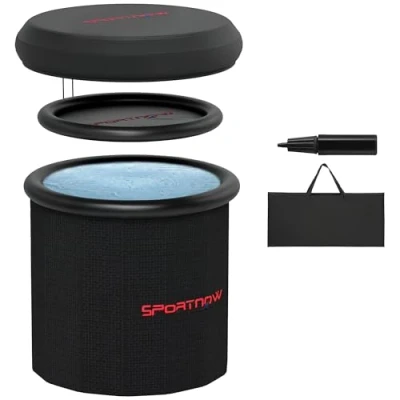 Image of SPORTNOW Ice Bath Tub Outdoor, 300L Portable Cold Water Therapy Tub, Recovery Plunge Pool with Lid, Cover and Carry Bag for Athletes, Black