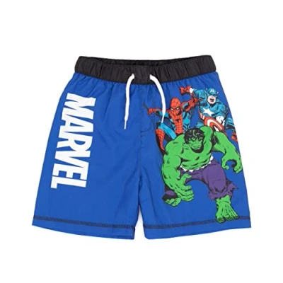Image of Marvel Swim Shorts for Boys Kids Blue Hulk Spider Man Captain America Superheroes Swimming Pants Trunks Childrens Swimwear 10 11 Years