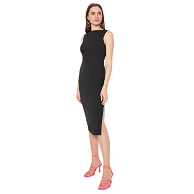 Image of Trendyol Women Midi Bodycon Fitted Woven Dress Schwarz