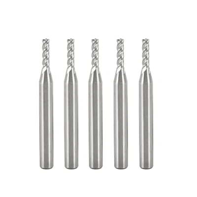 Image of 5pcs High Speed ​​Steel Square End Mills, HSS CNC 4 Flute Mill, Straight Shank Drill Bits Cutter Tool, Diameter 1/4inch, 1/8inch