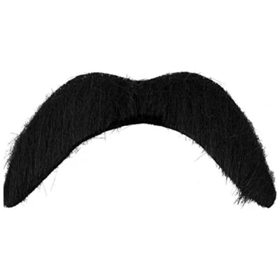 Image of HENBRANDT Single Black Fake Moustache Stick On False Funny Novelty Joke Tash 60s 70s 80s Mexican Cowboy Halloween Fancy Dress Costume Accessory for Men and Women