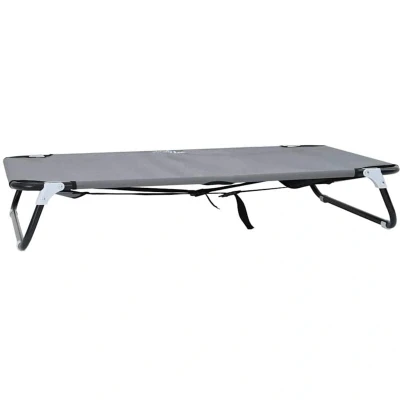 Image of vidaXL Foldable Dog Bed Light Grey Metal Frame, Fabric