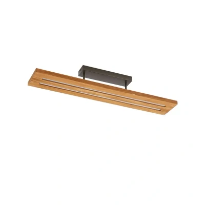 Image of Lindby LED ceiling lamp Nesaja, black, wood, 98cm, dimmable