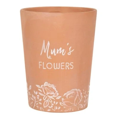 Image of Something Different Charming Cantaloupe Color Mum&#039;s Flowers Terracotta Plant Pot 16cm x 12cm (1 Pc.) Perfect For Indoor/Outdoor Use, Dark Brown &amp; White