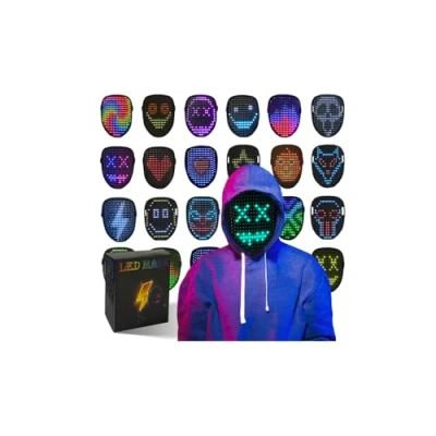 Image of COKOTEE Led Mask, Light up Mask with Gesture Sensing, Face Transforming for Halloween Festival Cosplay Costume Masquerade Parties, gifts