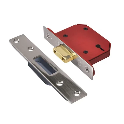 Image of Union StrongBolt 2103S 3 Lever Mortice Deadlock Stainless Steel 68mm 2.5in Visi