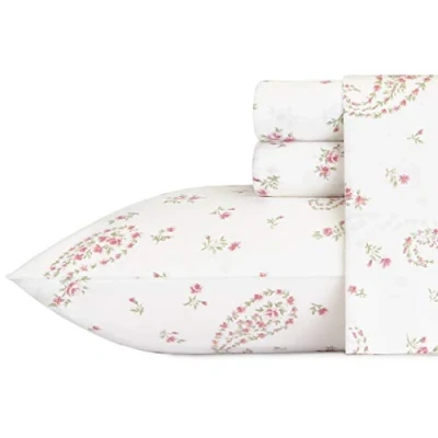 Image of Laura Ashley King Sheets, Soft Sateen Cotton Bedding Set Sleek, Smooth, &amp; Breathable Home Decor (Bristol Paisley, King)