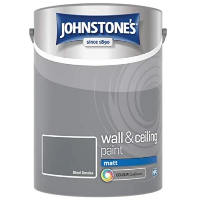 Image of Johnstone&#039;s Wall &amp; Ceiling Paint Dark Angel Matt Finish Emulsion Fantastic Coverage Easy to Apply Dry in 1 2 Hours 12m2 per Litre 5L