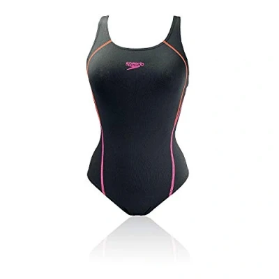 Image of Speedo Graphic Panel Muscleback Women&#039;s Swimsuit 34 Black