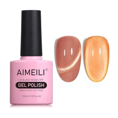 Image of AIMEILI Magnetic Gel Nail Polish Cat Magnet Eye Polish, UV LED Soak Off Glitter Varnish Art Manicure Pedicure, Long Lasting &amp; Easy to Apply 10ml 724