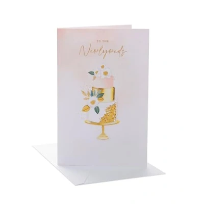 Image of UK Greetings Wedding Day Card for Him/Her/Friend Stylish Cake Design