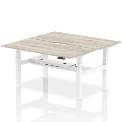 Image of Air B2B 1600x800 Adjustable 2P Bench Desk Scalloped Grey Oak/White