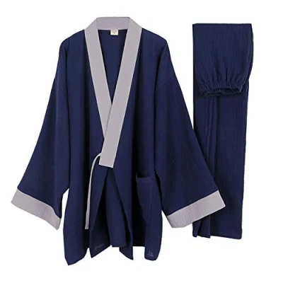 Image of un brand Men&#039;s Japanese Kimono Cotton Hanfu Ancient Pajamas Suit Plus Size Zen Clothing Taoist (Size XL, N)
