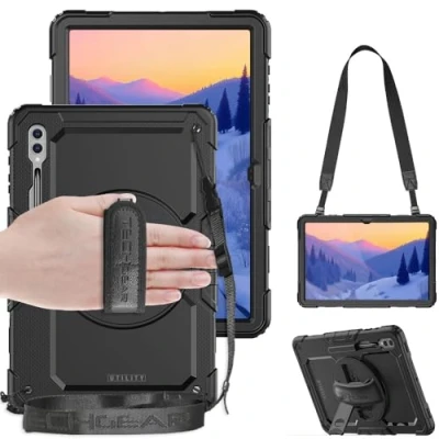Image of TECHGEAR UTILITY Case for Samsung Galaxy Tab S10 Ultra &amp; S9 14.6&quot; (SM X910 / SM X920 Series) Tough Rugged HEAVY DUTY Armour Shockproof Case, S Pen Holder, 360 Stand, Hand Shoulder Strap