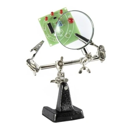 Image of Weller WLACCHHB 02 Helping Hand with Magnifying Glass and 2 Alligator Clamps, plastik, Silver, One Size