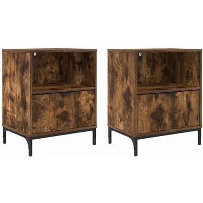 Image of vidaXL Bedside Tables 2 pcs Smoked oak 49 x 36 61 cm Engineered wood