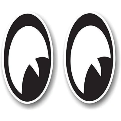 Image of Vintage Retro Pair Of Cartoon Eyes Looking Right Motif For Mod Rocker Motorcycle Helmet etc. Funny Rat look Vinyl Car Sticker Bomb Decal 90x50mm each approx.