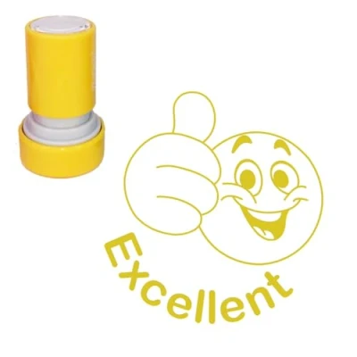Image of Excellent Smiley/Emoticon Thumbs Up Teacher Stamp. Refillable, Quality Self Inking Gold Ink*