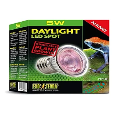 Image of Exo Terra Daylight LED Spotlight Nano Lamp for Use in Reptile Dome Nano, 5 W, E27 Socket, Silver, Pack of 1