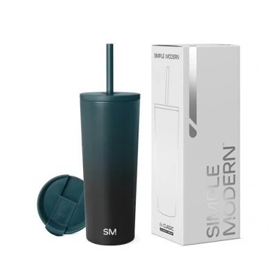 Image of Simple Modern Insulated Tumbler with Lid and Straw Iced Coffee Cup Reusable Stainless Steel Water Bottle Travel Mug Gifts for Women Men Her Him Classic Collection 710ml Moonlight