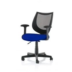 Image of Camden Black Mesh Chair in Bespoke Seat Stevia Blue