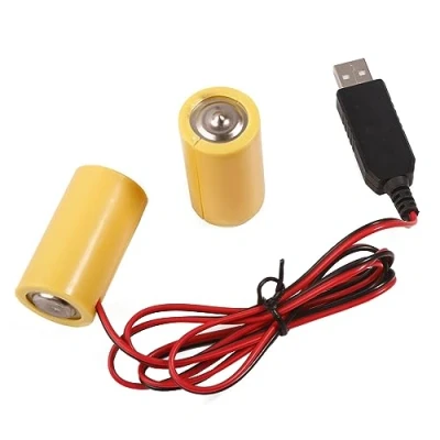 Image of Newwyt Universal LR14 C Battery Eliminators USB Powered Cable Replace 2Pcs 1.5V Size for Led Lamps Electronics Toy Plastic