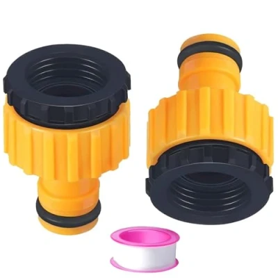 Image of 2 Pack Garden Hose Tap Connector for 3/4 inch &amp; 1/2 in 1 Threaded Faucet Adapter BSP Fitting (set4)