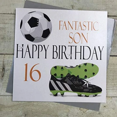 Image of WHITE COTTON CARDS Large Fantastic Son Happy 16&quot; Handmade 16th Birthday Card, XN16s