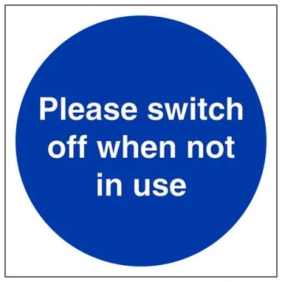 Image of V Safety Switch Off When Not In Use Sign 200mm x 1mm Rigid Plastic