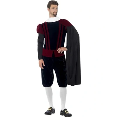 Image of Smiffys Deluxe Tudor Lord Costume, L Size 42 inch 44 inch, Black