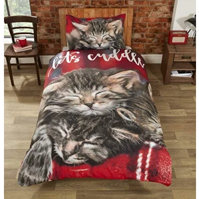 Image of Rapport Cuddle Cats Duvet Set, Multi, Single 135 x 200 cms