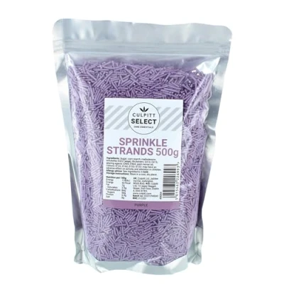 Image of Culpitt Select Sprinkles Purple Sugar Strands, Cake Sprinkle Decorations for Cakes, Cupcakes, Cookies, Ice Cream, and Desserts 500g