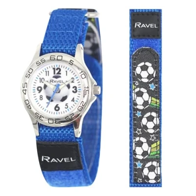 Image of Ravel Children&#039;s Blue Football Watch with Easy Fasten Action Strap Analogue Quartz R1507.62
