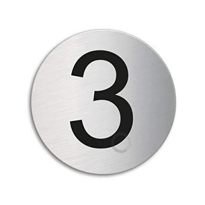 Image of Round room house mailbox number 3 brushed stainless steel no.39073