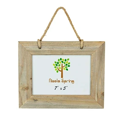 Image of 7&quot; x 5&quot; Natural Wooden Hanging Photo Frame By Nicola Spring