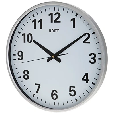 Image of Unity Extra Large Wall Clock, Tejo 38cm Clear Dial Ultra Quiet Sweeping Hands, Silver, 38x38x6 cm