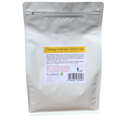 Image of Trustleaf Orange Indicator Silica Gel Desiccant 2 5mm Beads 1kg Bags (OG Bag)