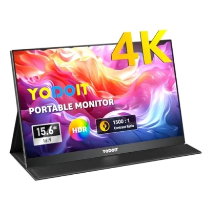 Image of Yodoit Portable Monitor 15.6&quot; 4K UHD Screen IPS Display with USB Type C Port and Built in Speakers Smart Cover Compatible PC, Laptop, MacBook, Xbox