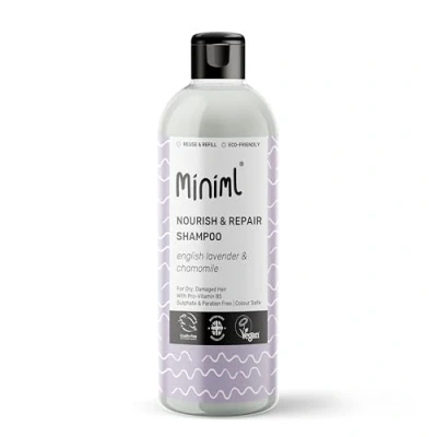 Image of Miniml Natural English Lavender &amp; Chamomile Shampoo Nourish Repair For Dry, Damaged Hair with Pro Vitamin B5 Sulphate Paraben Free, Vegan Cruelty Free 500ml Bottle