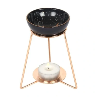 Image of Enchanting Ceramic Purple Star Sign Oil Burner with Metal Base 10.5cm x W10cm (1 Pc.) Unique Design &amp; Premium Quality Material Ideal for Home Decor Aromatherapy Enthusiasts