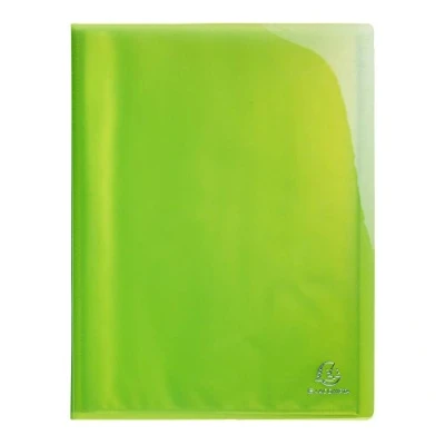 Image of Exacompta Ref 85873E Iderama Collection Semi Rigid Display Book 240 x 320mm in Size, Suitable for A4 Documents, 40 Pockets, 0.5mm Polypropylene Lime Green