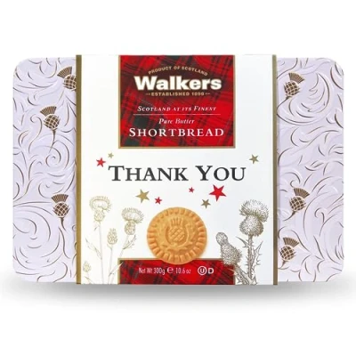Image of Walkers Shortbread Thank You Thistle Tin 18 x Rounds 300g, (Pack of 1)