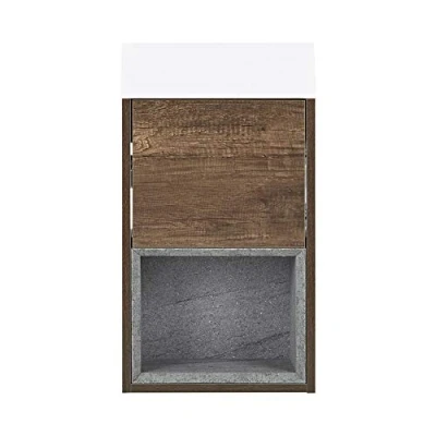 Image of Milano Bexley 400mm Bathroom Wall Hung Cloakroom Vanity Unit Countertop Basin Dark Oak