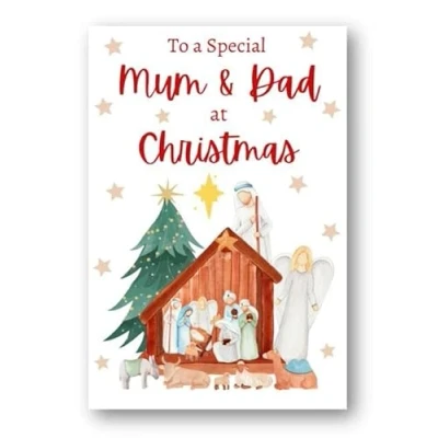 Image of Second Ave Mum &amp; Dad Christmas Nativity Xmas Holiday Festive Greetings Card