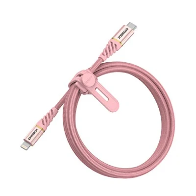 Image of OtterBox Premium Reinforced Braided USB C to Cable, Fast Charging Cable for Smartphone and Tablet, Ultra Rugged, Bend Flex Tested, 1M, Rose Gold
