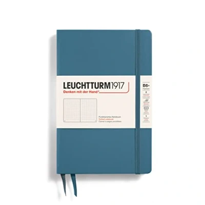 Image of LEUCHTTURM1917 368512 Notebook Paperback (B6+), Hardcover, 219 Numbered Pages, Stone Blue, Dotted