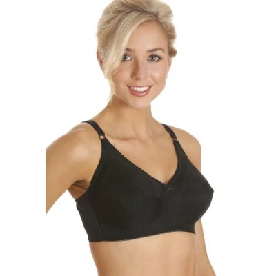Image of Camille Womens Cotton Comfort Non Wired Soft Cup Black Bra 34B