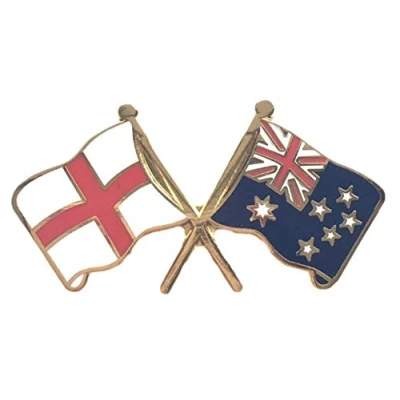 Image of England &amp; Australia Flags Friendship Courtesy Enamel Lapel Pin Badge *New Size*
