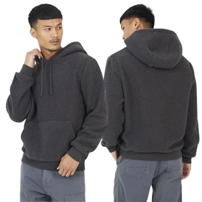 Image of Brave Soul Mens Fleece Hoodie Long Sleeve Pullover Sweatshirt Charcoal Size Medium