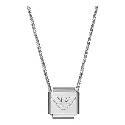 Image of Emporio Armani Necklace for Men Essential, Length: 525mm, Width: 18.5mm Silver Stainless Steel Necklace, EGS2915040